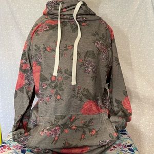 Light cute floral hoodie grey& pink